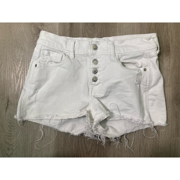 Old Navy Boyfriend Shorts Mid Rise Distressed White Shortie Women's Casual - Picture 6 of 9